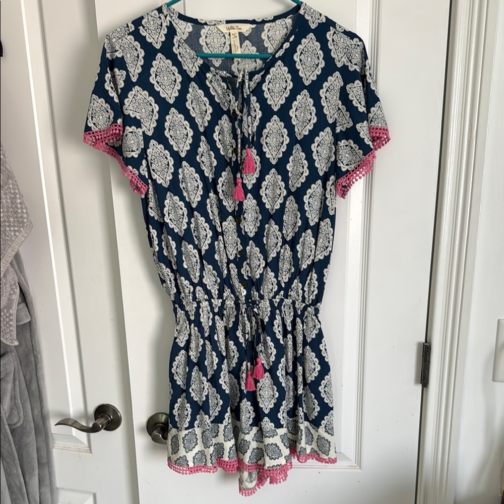 Matilda Jane Blue and White Floral romper Sz small.